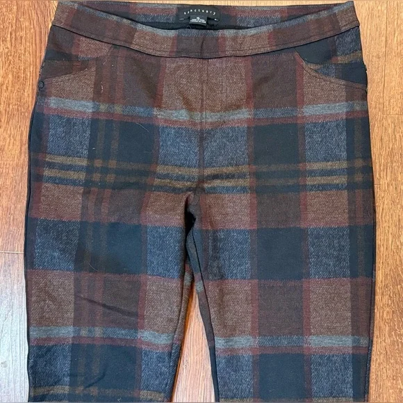 Anthropologie Sanctuary Runway Plaid Leggings Dark Red Black Womens Size XL - Picture 4 of 6